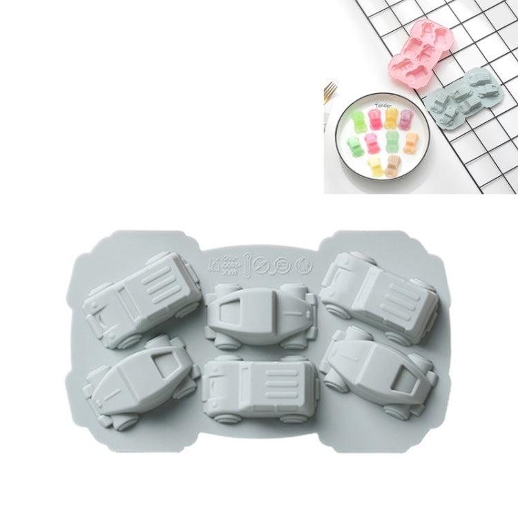 6 PCS Creative Cake Chocolate Mold 3D Car Cartoon Household Silicone Baking Ice Tray Mold, 3D Car Shape (Blue), 3D Car Shape(Pink) 3D Car Shape (Blue) Blue