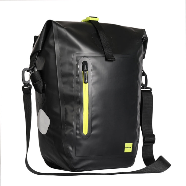 Rhinowalk Bicycle Backpack Full Waterproof Shelf Bag 25L Unilateral Frame Bag Long-distance Travel Bicycle Bag, Black Green, Full Black – Waterproof, Wear-resistant Black Green