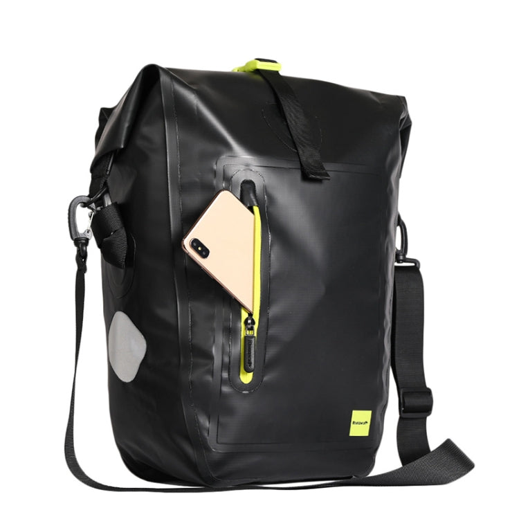 Rhinowalk Bicycle Backpack Full Waterproof Shelf Bag 25L Unilateral Frame Bag Long-distance Travel Bicycle Bag, Black Green, Full Black – Waterproof, Wear-resistant