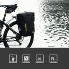 Rhinowalk Bicycle Backpack Full Waterproof Shelf Bag 25L Unilateral Frame Bag Long-distance Travel Bicycle Bag, Black Green, Full Black – Waterproof, Wear-resistant