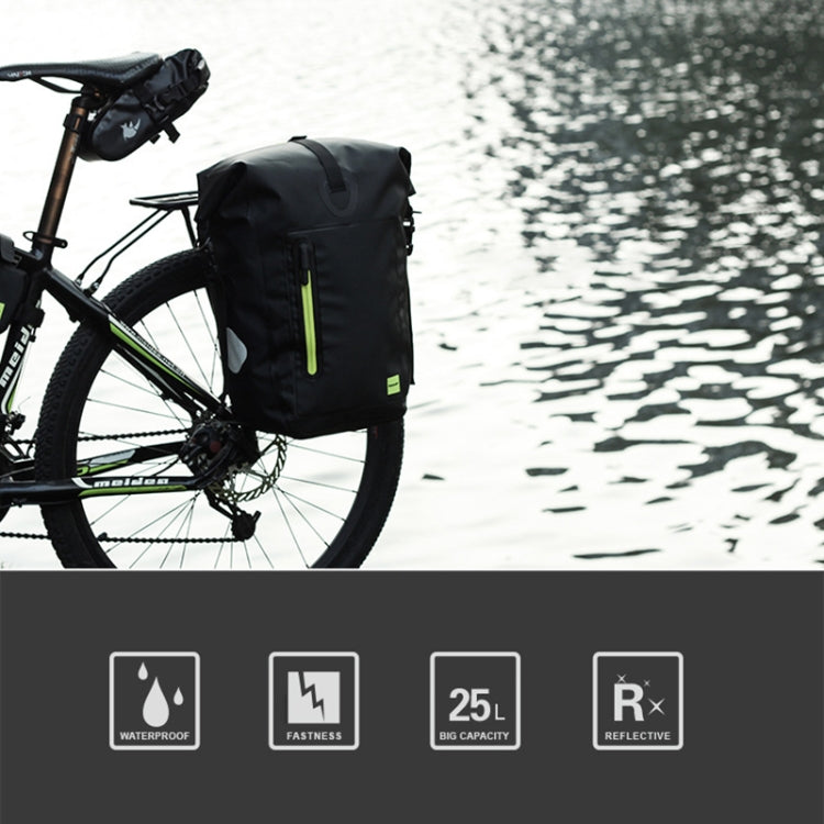 Rhinowalk Bicycle Backpack Full Waterproof Shelf Bag 25L Unilateral Frame Bag Long-distance Travel Bicycle Bag, Black Green, Full Black – Waterproof, Wear-resistant