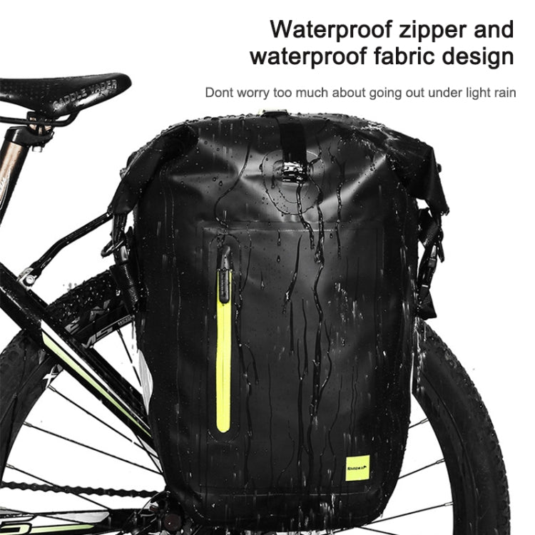 Rhinowalk Bicycle Backpack Full Waterproof Shelf Bag 25L Unilateral Frame Bag Long-distance Travel Bicycle Bag, Black Green, Full Black – Waterproof, Wear-resistant