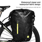 Rhinowalk Bicycle Backpack Full Waterproof Shelf Bag 25L Unilateral Frame Bag Long-distance Travel Bicycle Bag, Black Green, Full Black – Waterproof, Wear-resistant