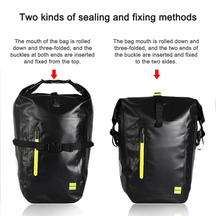 Rhinowalk Bicycle Backpack Full Waterproof Shelf Bag 25L Unilateral Frame Bag Long-distance Travel Bicycle Bag, Black Green, Full Black – Waterproof, Wear-resistant