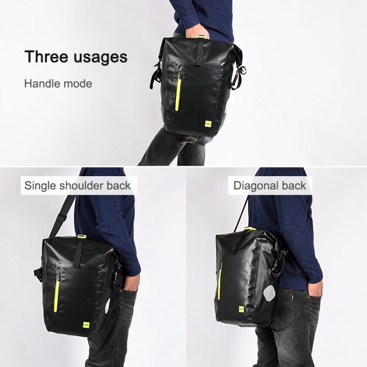 Rhinowalk Bicycle Backpack Full Waterproof Shelf Bag 25L Unilateral Frame Bag Long-distance Travel Bicycle Bag, Black Green, Full Black – Waterproof, Wear-resistant