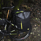 Rhinowalk Bicycle Backpack Full Waterproof Shelf Bag 25L Unilateral Frame Bag Long-distance Travel Bicycle Bag, Black Green, Full Black – Waterproof, Wear-resistant