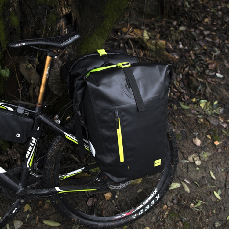 Rhinowalk Bicycle Backpack Full Waterproof Shelf Bag 25L Unilateral Frame Bag Long-distance Travel Bicycle Bag, Black Green, Full Black – Waterproof, Wear-resistant