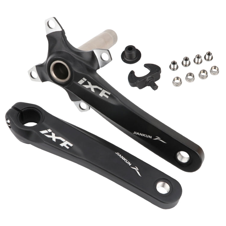 JIANKUN IXF Mountain Bike Hollow Crank Modified Single-plate Left and Right Cranks Crankshaft Bottom Axle, Left and Right Crank, Left and Right Crank+Bottom Bracket Left and Right Crank Black