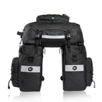 Rhinowalk Three-in-one Multifunctional Bicycle Rear Shelf Pannier Waterproof Long-distance Equipment, Full Black, Black Green