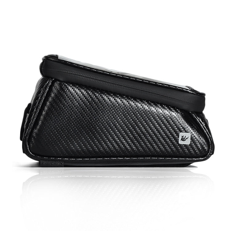 Rhinowalk Bicycle Front Tube Bag Waterproof Mobile Phone Touch Screen Multi-function Bicycle Handlebar Bag, Carbon Fiber Black, Matt Black Carbon Fiber Black