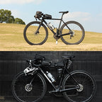 Rhinowalk Bicycle Front Tube Bag Waterproof Mobile Phone Touch Screen Multi-function Bicycle Handlebar Bag, Carbon Fiber Black, Matt Black