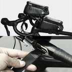 Rhinowalk Bicycle Front Tube Bag Waterproof Mobile Phone Touch Screen Multi-function Bicycle Handlebar Bag, Carbon Fiber Black, Matt Black