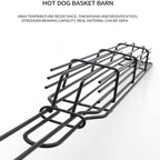 2 PCS Hot Dog Barbecue Cage Sausage Barbecue Clip Barbecue Clip Mesh Wooden Handle Barbecue Mesh Rack, Wood color, Red