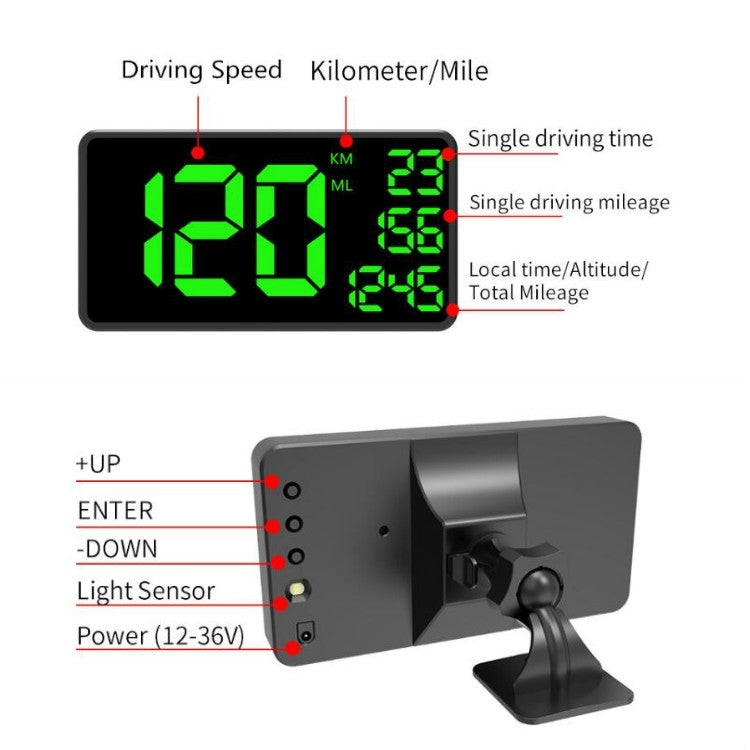 C1090 6.2 inch HUD Car Head-up Display GPS Car Universal Mileage Speed Meter Speeding Alarm / GPS Satellite Speed Measurement, C1090 6.2 inch