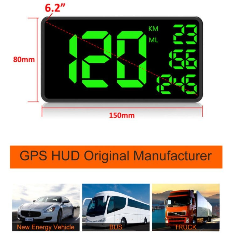 C1090 6.2 inch HUD Car Head-up Display GPS Car Universal Mileage Speed Meter Speeding Alarm / GPS Satellite Speed Measurement, C1090 6.2 inch