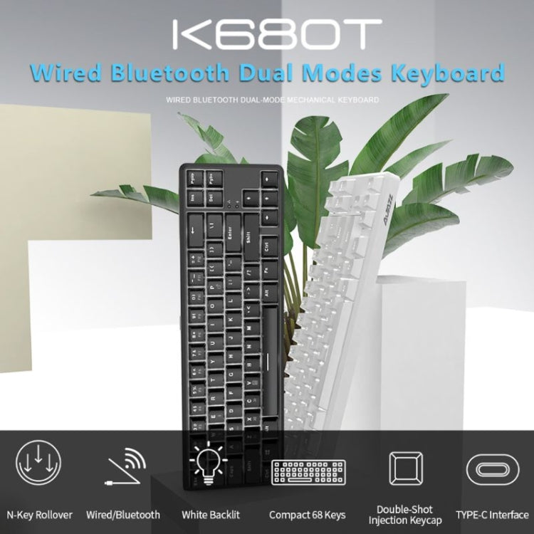 Ajazz K680T Mini USB Wired Dual-mode Charging 68-keys Laptop Bluetooth Mechanical Keyboard, Cable Length: 1.6m, Green Shaft, Black Shaft, Tea Shaft – Bluetooth
