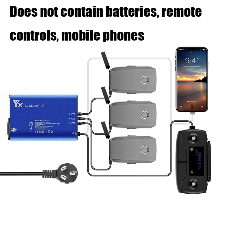 YX For DJI MAVIC 2 Aluminum Alloy Charger with Switch, US Plug – Aluminum Alloy, TPU