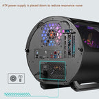 GAMEKM Genki Bomb Personality Gaming Internet Cafe Side Through Gaming Case USB 3.0 Water-cooled Desktop Computer Case, White, Pink, Black – Tempered Glass