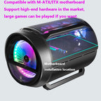GAMEKM Genki Bomb Personality Gaming Internet Cafe Side Through Gaming Case USB 3.0 Water-cooled Desktop Computer Case, White, Pink, Black – Tempered Glass