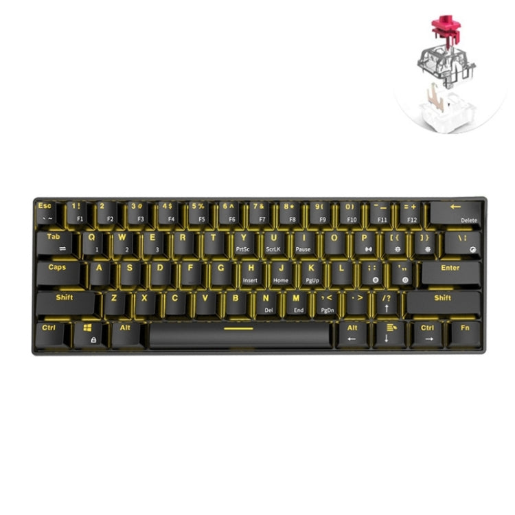 RK61 61 Keys Bluetooth / Wireless Dual Modes Tablet Mobile Gaming Mechanical Keyboard, Cable Length: 1.5m, Tea Shaft, Green Shaft, Red Shaft – Bluetooth Red Shaft Black