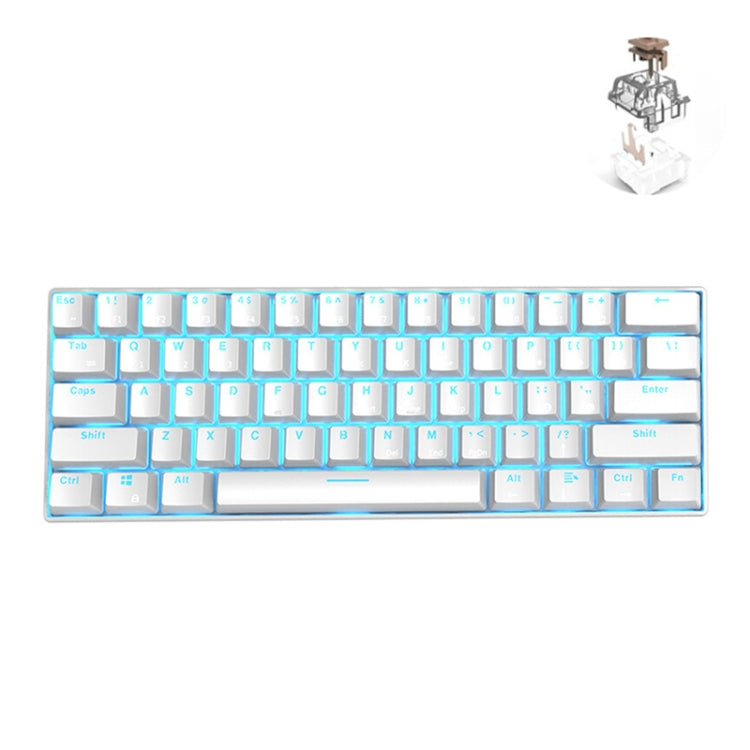 RK61 61 Keys Bluetooth / Wireless Dual Modes Tablet Mobile Gaming Mechanical Keyboard, Cable Length: 1.5m, Tea Shaft, Green Shaft, Red Shaft – Bluetooth Tea Shaft White