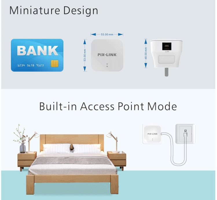 PIXLINK WR12 300Mbps WIFI Signal Amplification Enhanced Repeater, EU Plug, UK Plug, US Plug, AU Plug – Wear-resistant