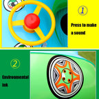 Sunshade and Sunscreen Baby Swimming Ring Car Boat Shape Inflatable Swimming Ring with Horn, Light Blue + Green, Purple+Yellow