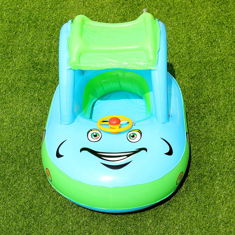 Sunshade and Sunscreen Baby Swimming Ring Car Boat Shape Inflatable Swimming Ring with Horn, Light Blue + Green, Purple+Yellow Light Blue + Green Light Blue + Green