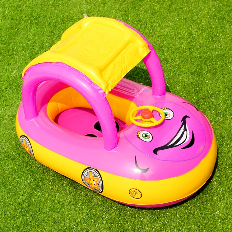 Sunshade and Sunscreen Baby Swimming Ring Car Boat Shape Inflatable Swimming Ring with Horn, Light Blue + Green, Purple+Yellow – Durable Build, Easy to Use Purple+Yellow Purple+Yellow