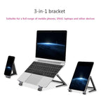 Metal Laptop Stand Computer Cooling Folding Mini Flat Raised Bracket, Gray, Silver – Aluminum Alloy, Non-slip