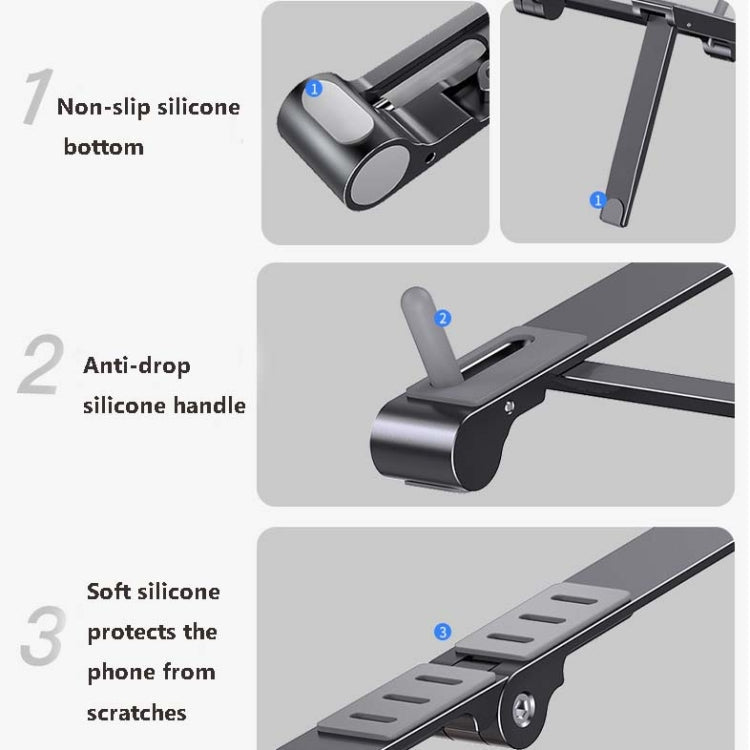 Metal Laptop Stand Computer Cooling Folding Mini Flat Raised Bracket, Gray, Silver – Aluminum Alloy, Non-slip