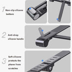 Metal Laptop Stand Computer Cooling Folding Mini Flat Raised Bracket, Gray, Silver – Aluminum Alloy, Non-slip