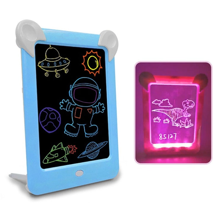 LED Luminous Drawing Board Electronic Fluorescent Writing Board Children Light Painting Message Board, Blue, Pink Blue