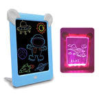 LED Luminous Drawing Board Electronic Fluorescent Writing Board Children Light Painting Message Board, Blue, Pink Blue