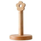Kitchen Vertical Solid Wood Roll Paper Holder Small Flower Lazy Rag Rack, Vertical Rag Rack