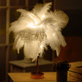 Ostrich Feather Table Lamp Wrought Iron Night Light LED Copper Wire Lamp, Yellow, Grey, Violet, Orange, Royal Blue Yellow