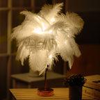 Ostrich Feather Table Lamp Wrought Iron Night Light LED Copper Wire Lamp, Yellow, Grey, Violet, Orange, Royal Blue Yellow