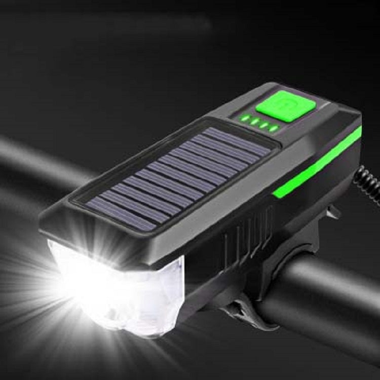 Bicycle Solar Headlight Horn Light Night Riding USB Charging Headlight Bicycle Glare Flashlight Equipment, Green, Blue, Orange, Red Green Green