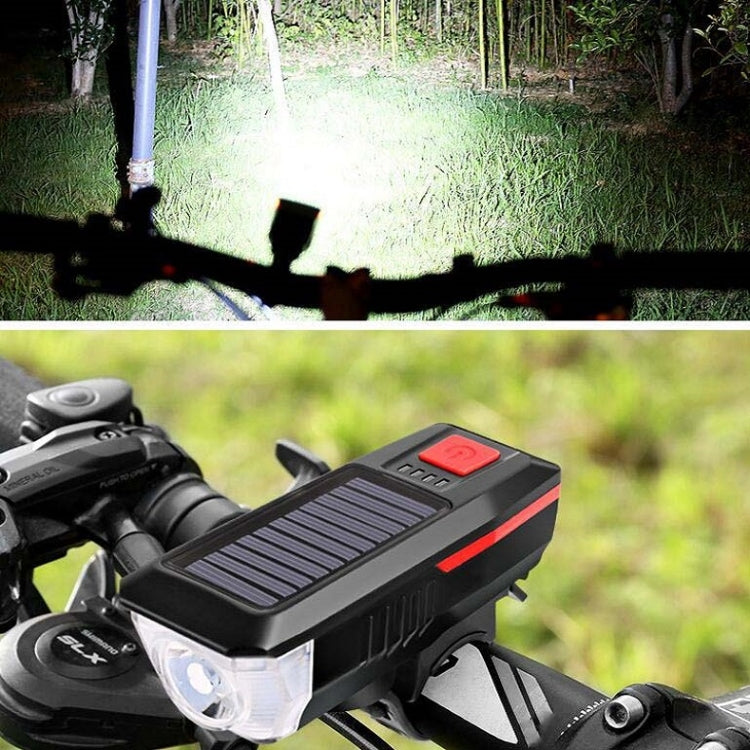 Bicycle Solar Headlight Horn Light Night Riding USB Charging Headlight Bicycle Glare Flashlight Equipment, Green, Blue, Orange, Red
