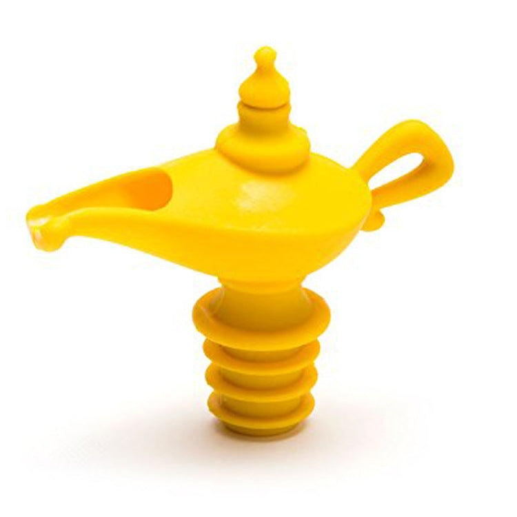 Creative Silicone Aladdin Magic Lamp Red Wine Bottle Pourer Manual Sealing Airless Bottle Stopper, 3 PCS Wine Bottle Stopper