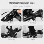 Electric Bicycle Mobile Phone Holder Can Be Rotated 360-degree Mobile Phone Holder Four-way Adjustment Bracket for Motorcycle, Handlebars, Rearview Mirrors