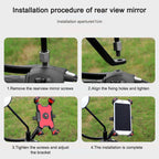Electric Bicycle Mobile Phone Holder Can Be Rotated 360-degree Mobile Phone Holder Four-way Adjustment Bracket for Motorcycle, Handlebars, Rearview Mirrors