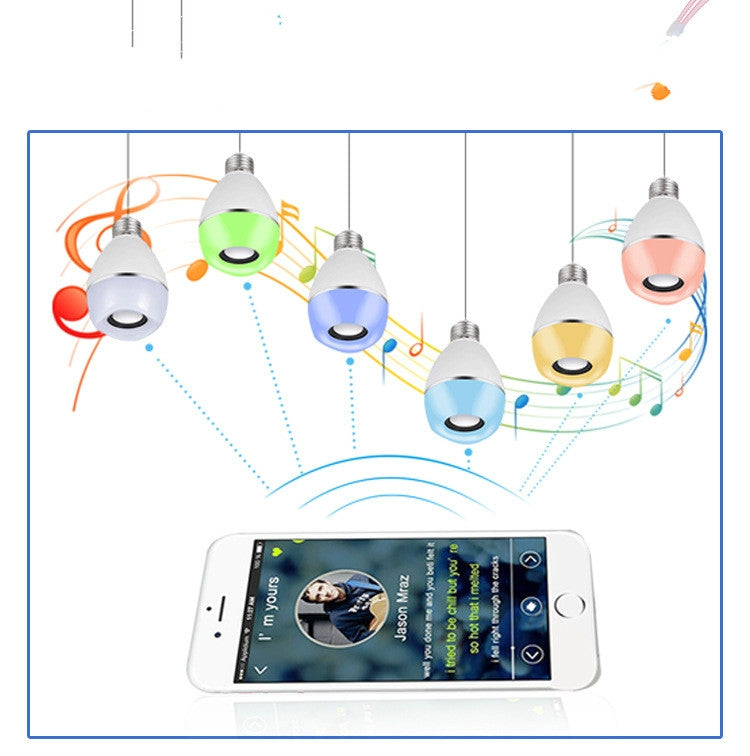 E27 LED Music Bulb Smart Colorful Remote Control Wake Up Light, APP Multi-link Music Light, APP+Remote Control – Bluetooth