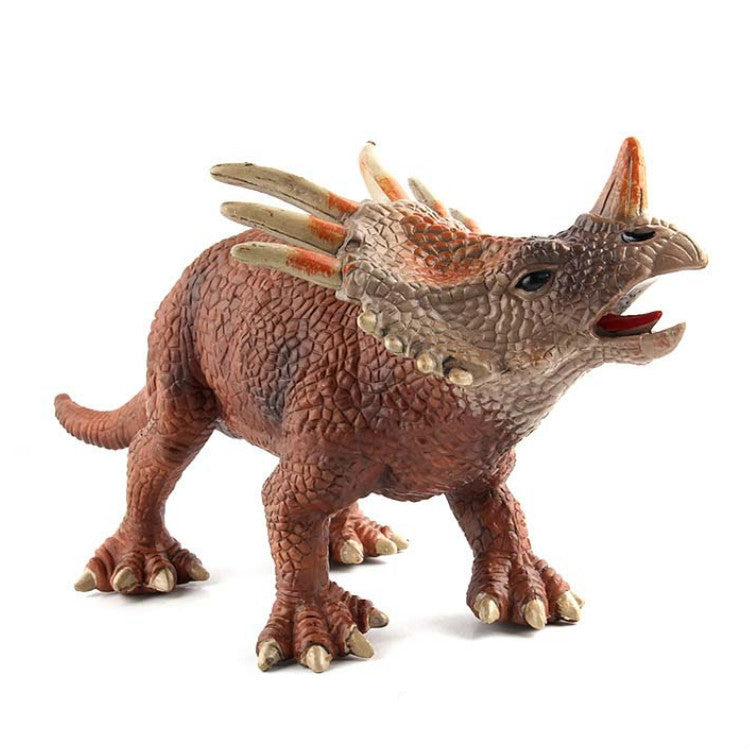 Simulation Animal Dinosaur World Static Toy Models, Green Tyrannosaurus, Brown Tyrannosaurus, Brown Red Parasaurus, Yellow Green Parasaurus, Yellow Spinosaurus, Styracosaurus, Plesiosaurus, Brachiosaurus, 6 PCS Amagarone, 6 PCS Tyrannosaurus... –... Styracosaurus