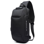 OZUKO 9223 Anti-theft Men Chest Bag Waterproof Crossbody Bag with External USB Charging Port, Standard Size, Large Size Standard Size Black