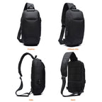 OZUKO 9223 Anti-theft Men Chest Bag Waterproof Crossbody Bag with External USB Charging Port, Standard Size, Large Size