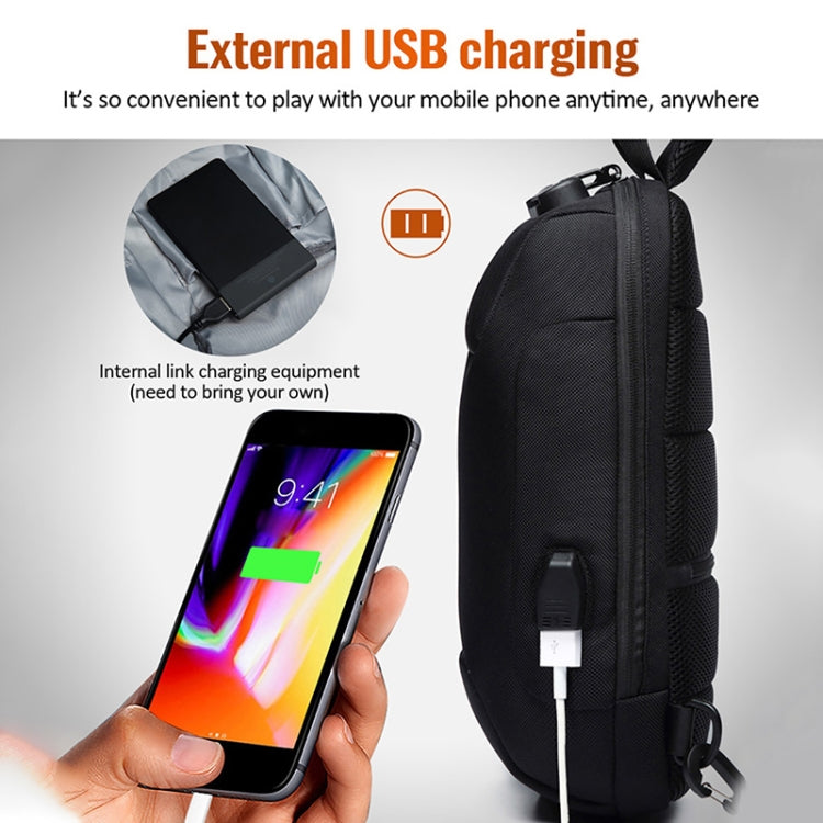 OZUKO 9223 Anti-theft Men Chest Bag Waterproof Crossbody Bag with External USB Charging Port, Standard Size, Large Size