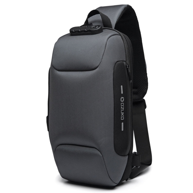 OZUKO 9223 Anti-theft Men Chest Bag Waterproof Crossbody Bag with External USB Charging Port, Standard Size, Large Size – Waterproof Standard Size Dark Gray
