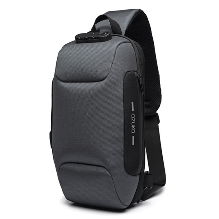 OZUKO 9223 Anti-theft Men Chest Bag Waterproof Crossbody Bag with External USB Charging Port, Standard Size, Large Size – Waterproof Large Size Dark Gray