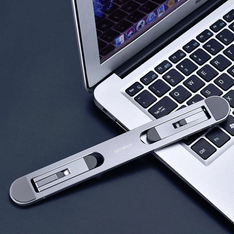 Oatsbasf Portable Storage Foldable Notebook Computer Bracket Heightening Fan Heater, Silver, Gray – Aluminum Alloy, Non-slip